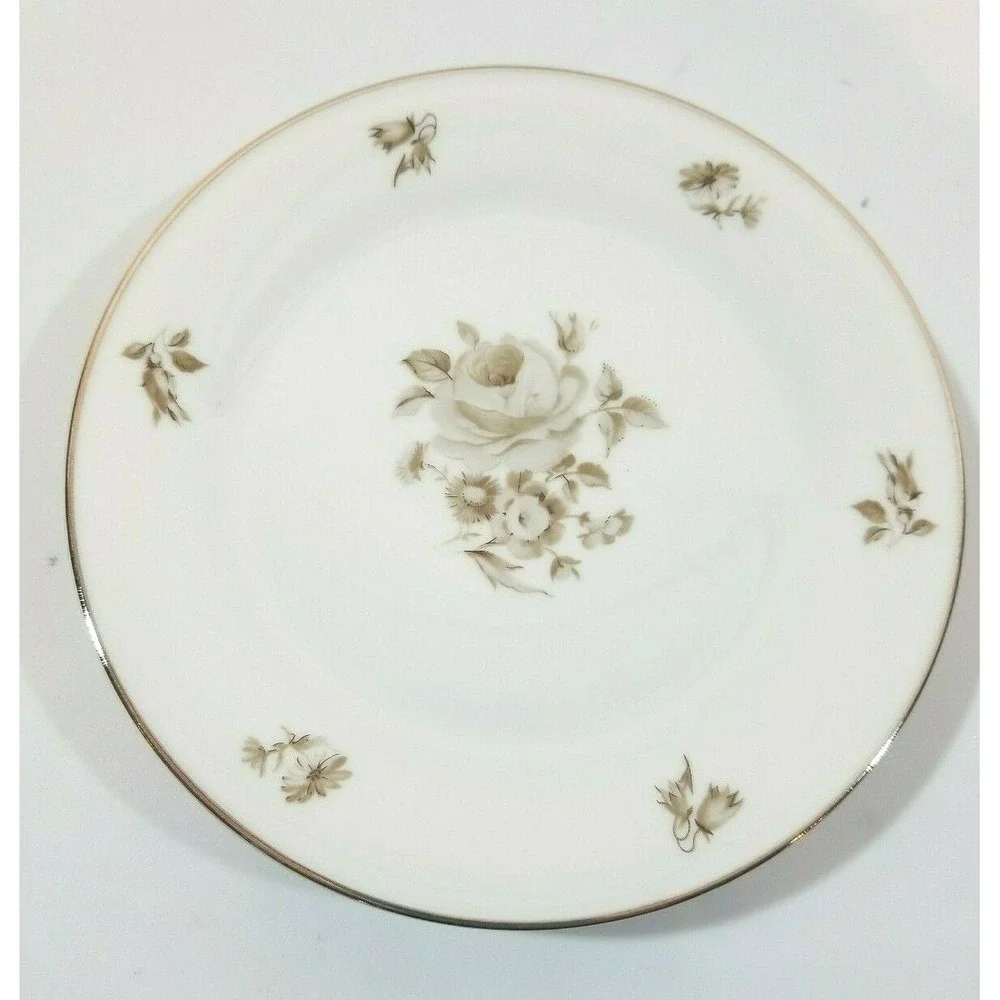 Bavaria Tirschenreuth Germany Pasco Newport 4011 Bread Dessert Plates Brown Rose